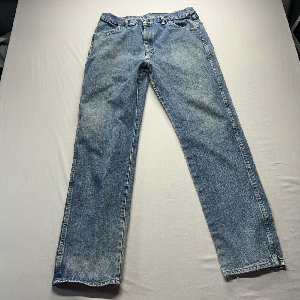 Rustler Mens Regular Fit Straight Leg Jeans 36x34 Medium Wash Denim Workwear